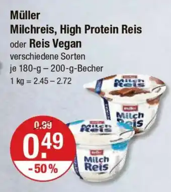 V Markt Müller Milchreis, High Protein Reis oder Reis Vegan Angebot