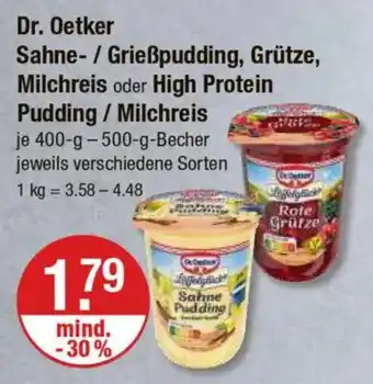 V Markt Dr. Oetker Sahne- / Grießpudding, Grütze, Milchreis oder High Protein Pudding/Milchreis Angebot