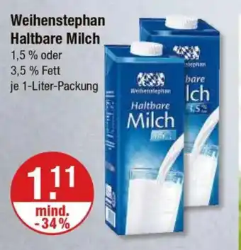 V Markt Weihenstephan Haltbare Milch Angebot