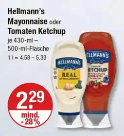 V Markt Hellmann's Mayonnaise oder Tomaten Ketchup Angebot