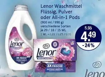 V Markt Lenor Waschmittel Flüssig, Pulver oder All-in-1 Pods Angebot