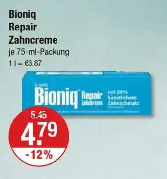 V Markt Bioniq Repair Zahncreme Angebot