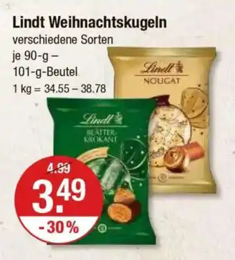 V Markt Lindt Weihnachtskugeln Angebot