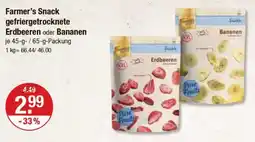 V Markt Farmer's Snack gefriergetrocknete Erdbeeren oder Bananen Angebot