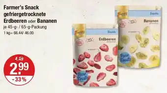 V Markt Farmer's Snack gefriergetrocknete Erdbeeren oder Bananen Angebot