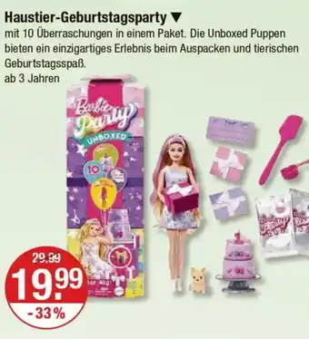 V Markt Haustier-Geburtstagsparty Angebot