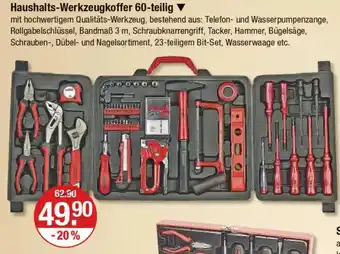 V Markt BRÜDER MANNESMANN Haushalts-Werkzeugkoffer 60-teilig Angebot