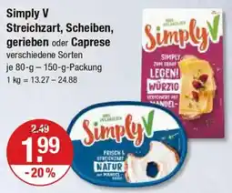 V Markt Simply V Streichzart, Scheiben, gerieben oder Caprese Angebot