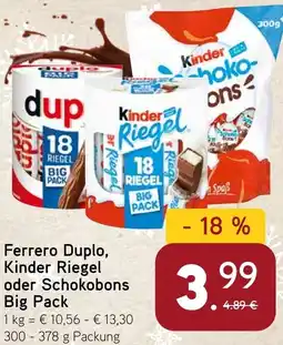Dornseifer Ferrero Duplo, Kinder Riegel oder Schokobons Big Pack Angebot