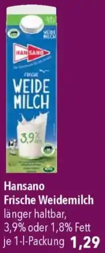 CITTI Markt Hansano Frische Weidemilch Angebot
