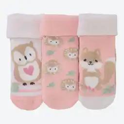 NKD Baby-Mädchen-Frotteesocken mit Waldtier-Motiv, 3er-Pack Angebot