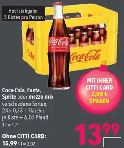 CITTI Markt Coca-Cola, Fanta, Sprite oder mezzo mix Angebot