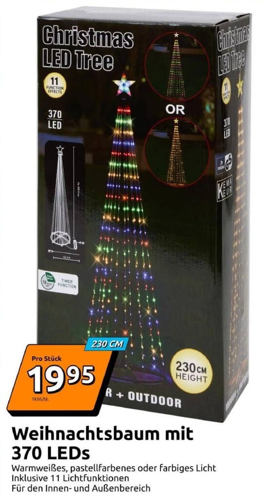 Weihnachtsbaum mit 370 LEDs Angebot bei Action