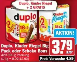 AEZ Duplo, Kinder Riegel Big Pack oder Schoko Bons Angebot