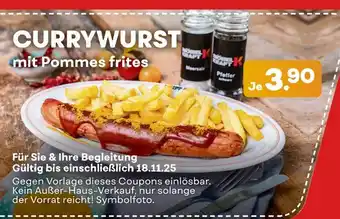 Möbel Kraft Currywurst mit pommes frites Angebot