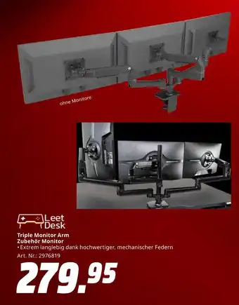 MediaMarkt Leet desk triple monitor arm Angebot