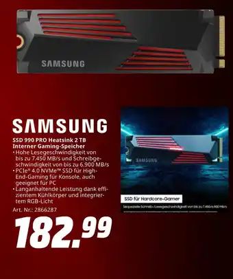 MediaMarkt Samsung ssd 990 pro heatsink 2 tb Angebot