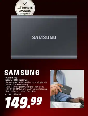 MediaMarkt Samsung t7 2 tb gray externer ssd-speicher Angebot