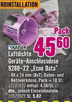 Hornbach Kaiser luftdichte geräte-anschlussdose 9280-22 'econ data' Angebot