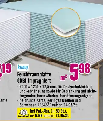 Hornbach Knauf feuchtraumplatte gkbi imprägniert Angebot