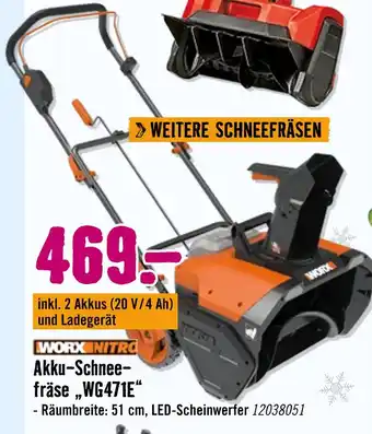 Hornbach Worx akku-schneefräse wg471e Angebot