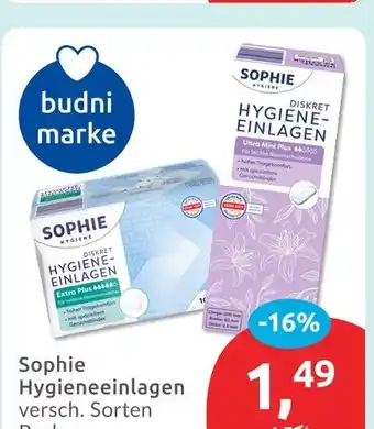 Budni Sophie diskret hygiene-einlagen extra plus Angebot