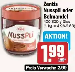 AEZ Zentis Nusspli oder Belmandel Angebot