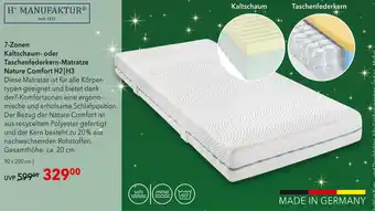 Matratzen Concord H´manufaktur 7-zonen kaltschaum- oder taschenfederkern-matratze nature comfort h2 | h3 Angebot