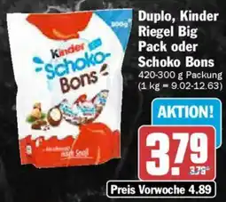 AEZ Duplo, Kinder Riegel Big Pack oder Schoko Bons Angebot