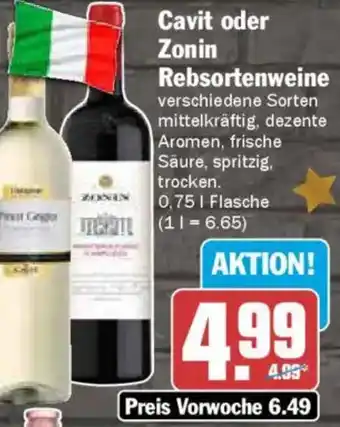 AEZ Cavit oder Zonin Rebsortenweine Angebot