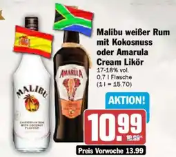AEZ Malibu weißer Rum mit Kokosnuss oder Amarula Cream Likör Angebot
