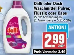 AEZ Dalli oder Dash Waschmittel Pulver, Flüssig oder Caps Angebot