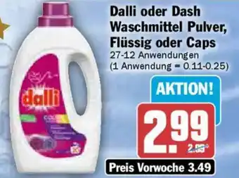 AEZ Dalli oder Dash Waschmittel Pulver, Flüssig oder Caps Angebot