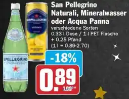 AEZ San Pellegrino Naturali, Mineralwasser oder Acqua Panna Angebot
