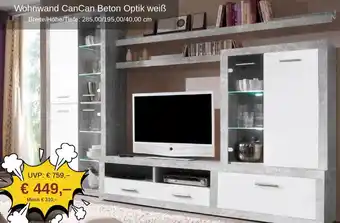 Poco Wohnwand CanCan Beton Optik weiẞ Angebot