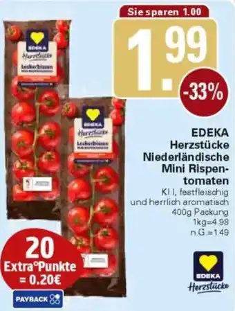 WEZ EDEKA Herzstücke Niederländische Mini Rispentomaten Angebot