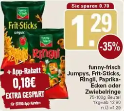 WEZ funny-frisch Jumpys, Frit-Sticks, Ringli, Paprika Ecken oder Zwiebelringe Angebot
