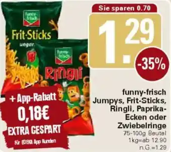 WEZ funny-frisch Jumpys, Frit-Sticks, Ringli, Paprika Ecken oder Zwiebelringe Angebot