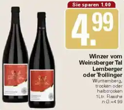 WEZ Winzer vom Weinsberger Tal Lemberger oder Trollinger Angebot