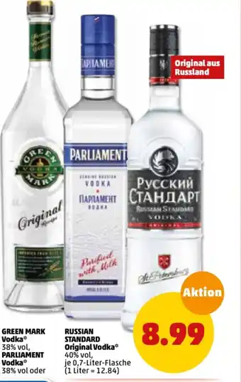 PENNY Green Mark Vodka, Parliament Vodka, Russian Standard Original Vodka Angebot