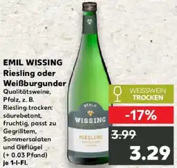 Kaufland EMIL WISSING Riesling oder Weißburgunder Angebot