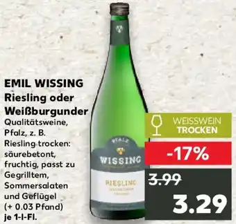 Kaufland EMIL WISSING Riesling oder Weißburgunder Angebot