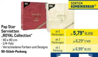 METRO Pap Star Servietten ,,ROYAL Collection" Angebot