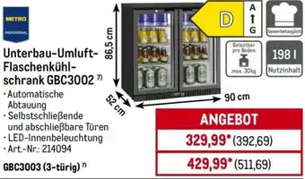 METRO METRO PROFESSIONAL Unterbau-Umluft Flaschenkühlschrank GBC3002 Angebot