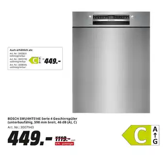 MediaMarkt Bosch smu4hts14e serie 4 geschirrspüler Angebot