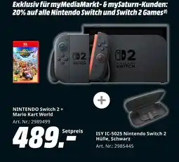 MediaMarkt Nintendo oder isy switch 2 + mario kart world + ic-5025 nintendo switch 2 hülle, schwarz Angebot