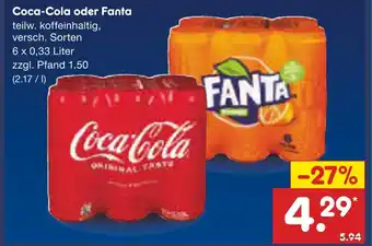 Netto Marken-Discount Coca-cola oder fanta getränk Angebot