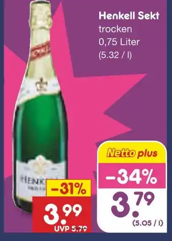 Netto Marken-Discount Henkell sekt trocken Angebot