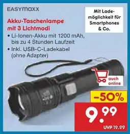 Netto Marken-Discount Easymaxx akku-taschenlampe mit 3 lichtmodi Angebot