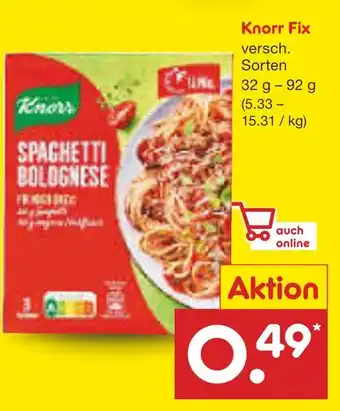 Netto Marken-Discount Knorr fix spaghetti bolognese Angebot